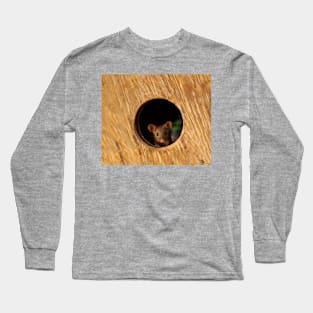 George the mouse in a log pile House mouse in hole Long Sleeve T-Shirt